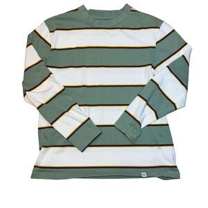 Empyre Striped Long Sleeve Shirt Size Medium White Green Skater Top